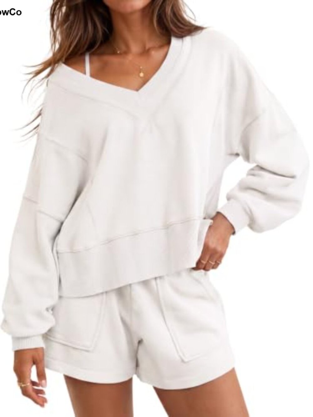 Women's 2 Piece Lounge Set Matching Sweatshirt & Shorts Set Sweatsuit